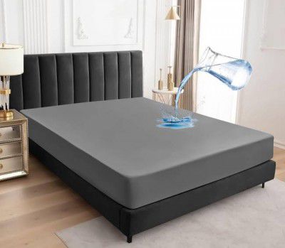 EVOL Elastic Strap Double Size Waterproof Mattress Cover  (Grey)