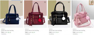 Evolic Handbags Minimum 70% Off | Starting Rs.148