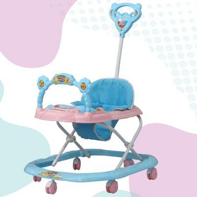 Evoshine Baby Olive Walker - Foldable Design with Parent Handle Rod & Big Comfortable Seat Cushion for Babies 6-18 Months - Perfect Baby (Pink)
