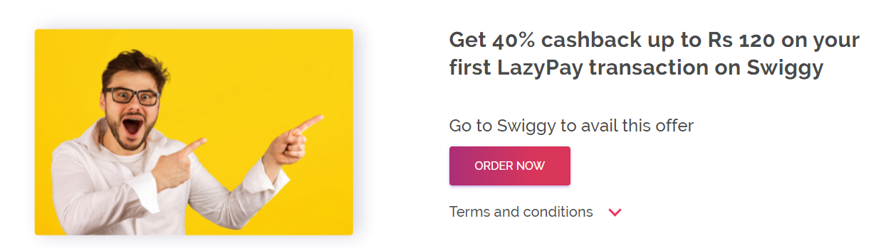 lazypay swiggy 1st Transaction offer