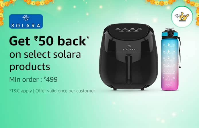 Amazon Great Indian Festival: 50 Cashback on Selected Solara Products with 100 Diamonds