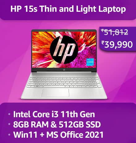 HP 15s Thin and Light Laptop