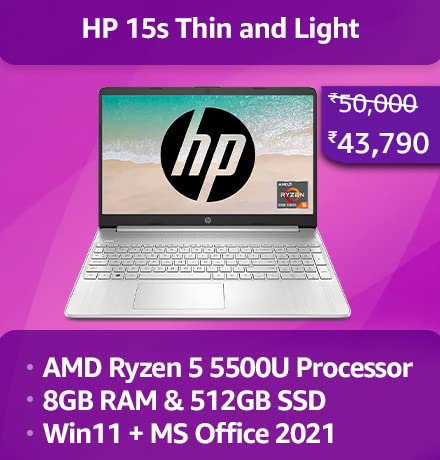 HP 15s Thin and Light Laptop