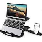 STRIFF Laptop Stand, Multi-Angle Adjustable Laptop Riser and Phone Holder, Ventilated Notebook Stand Tray for 