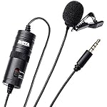 Boya ByM1 Auxiliary Omnidirectional Lavalier Condenser Microphone with 20ft Audio Cable (Black)