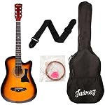 Juarez Lindenwood Acoustic Guitar Kit, 38 Inches Cutaway, 38C With Bag, Strings, Pick And Strap, 3TS Sunburst