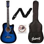 Juarez Lindenwood Acoustic Guitar Kit, 38 Inches Cutaway, 38C With Bag, Strings, Pick And Strap, TBS Transpare