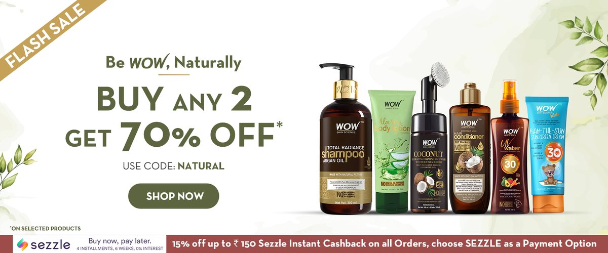 Buy 2 Get 70% off on WOW Skin Care Products