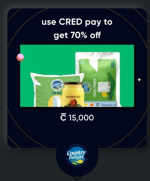 Cred offer on Country Delight's App