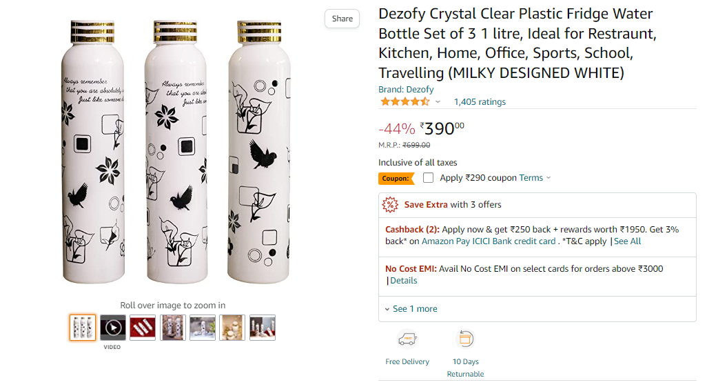 water bottle offer
