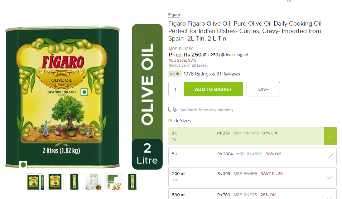 Figaro 2L Olive Oil Tin loot offer