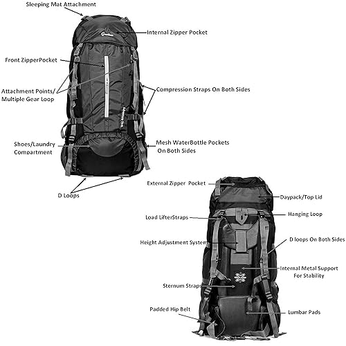Grandiose 75L Chain Model Hiking Trekking Camping Rucksack Bags
