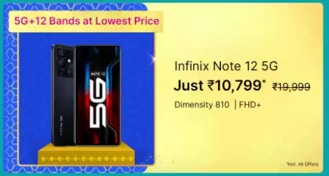 Infinix Note 12 5G (64 GB) Flipkart Big Billion Sale Price Banner