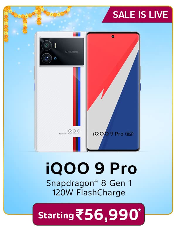 iQOO 9 Pro 5G (8GB RAM | 256GB Storage) Amazon Great Indian Festival Sale Price banner