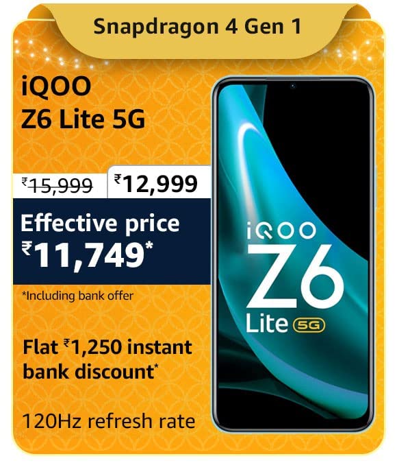 iQOO Z6 Lite 5G @ 11,749/- During Big Billion Days Sale