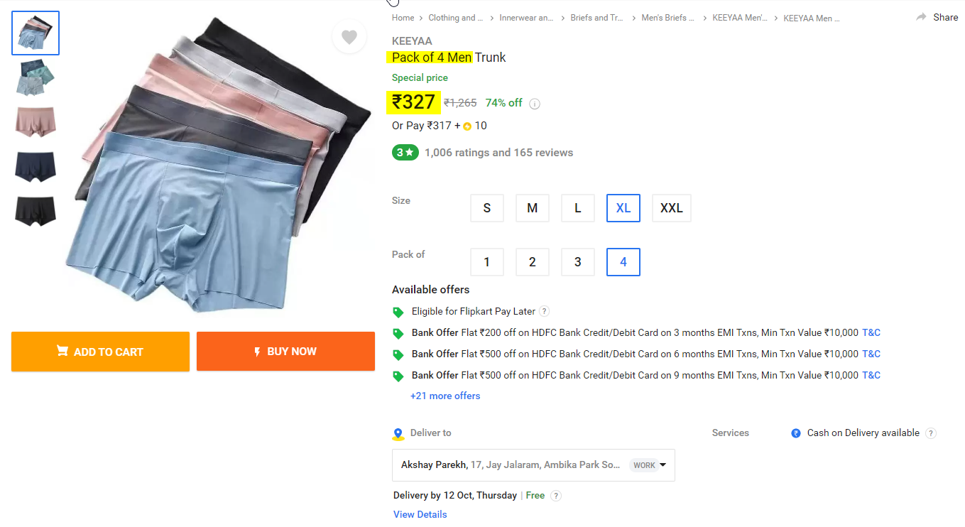 KEEYAA  Pack of 4 Men Trunk