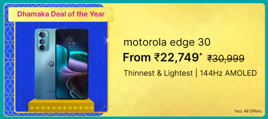 MOTOROLA edge 30 (128 GB) Flipkart Big Billion Sale Price Banner