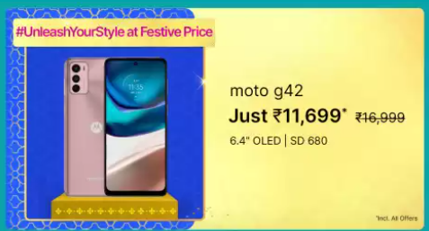 MOTOROLA g42 (64GB) Flipkart Big Billion Sale Price Banner