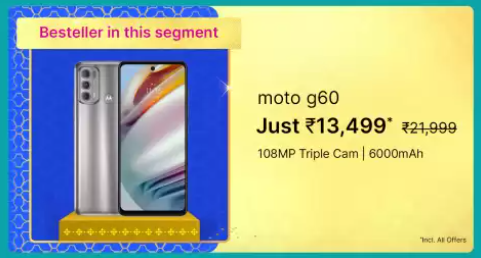 MOTOROLA G60 (128GB) Flipkart Big Billion Sale Price Banner