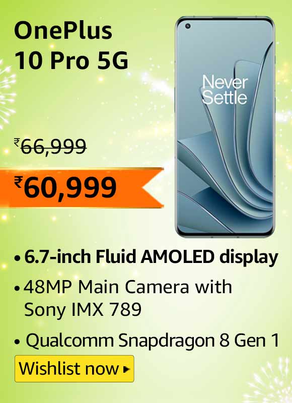 OnePlus 10 Pro 5G (8GB RAM | 128GB Storage) Amazon Great Indian Festival Sale Price banner