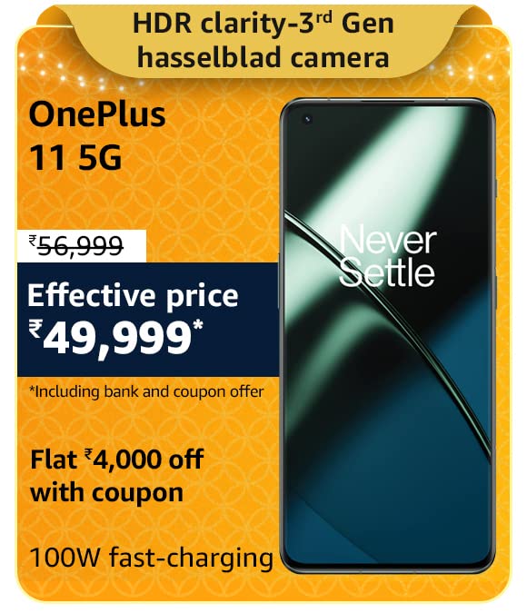 OnePlus 11 5G @ 49,999/- During Big Billion Days Sale
