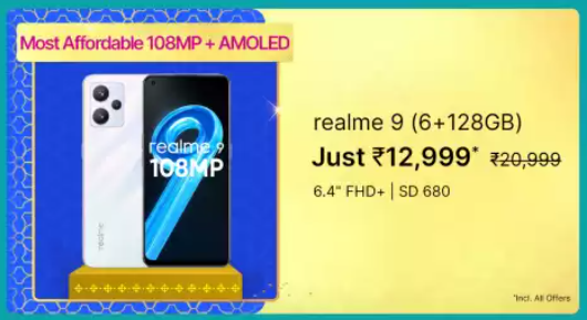 realme 9 (128GB) Flipkart Big Billion Sale Price Banner