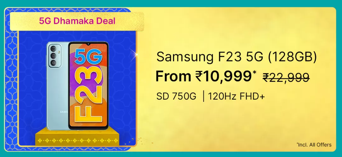 Samsung F23 5G (128GB) Flipkart Big Billion Sale Price Banner