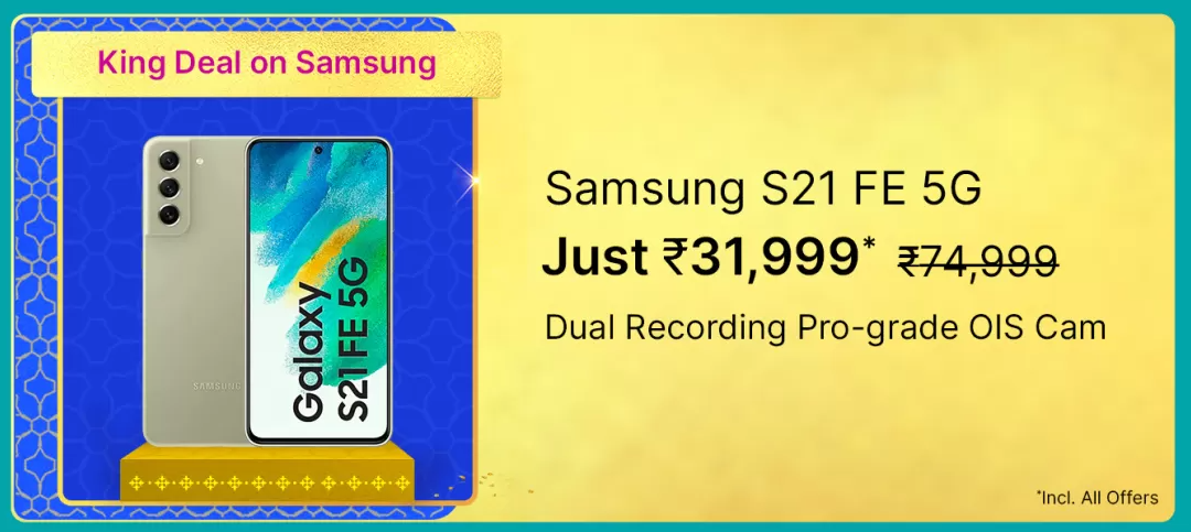 SAMSUNG Galaxy S21 FE 5G (128 GB) Flipkart Big Billion Sale Price Banner