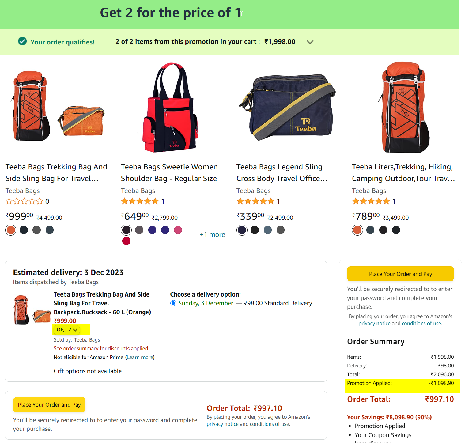 Teeba Bags: 78% Off + Buy 1 Get 1 Free