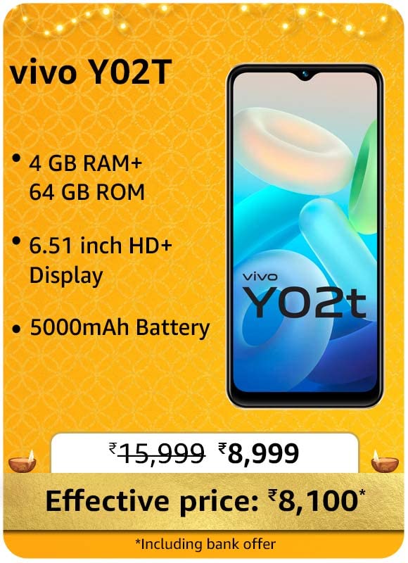 Vivo Y02t @ 8,100/- During Big Billion Days Sale