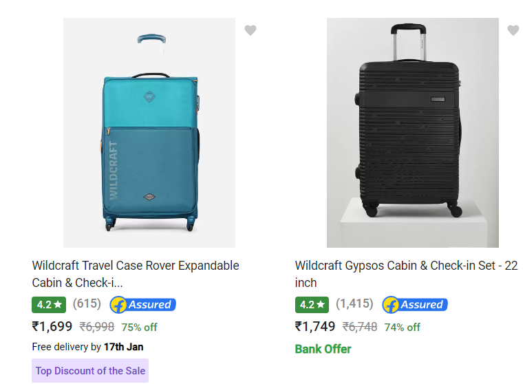 Wildcraft Suitcases @ 75% Off