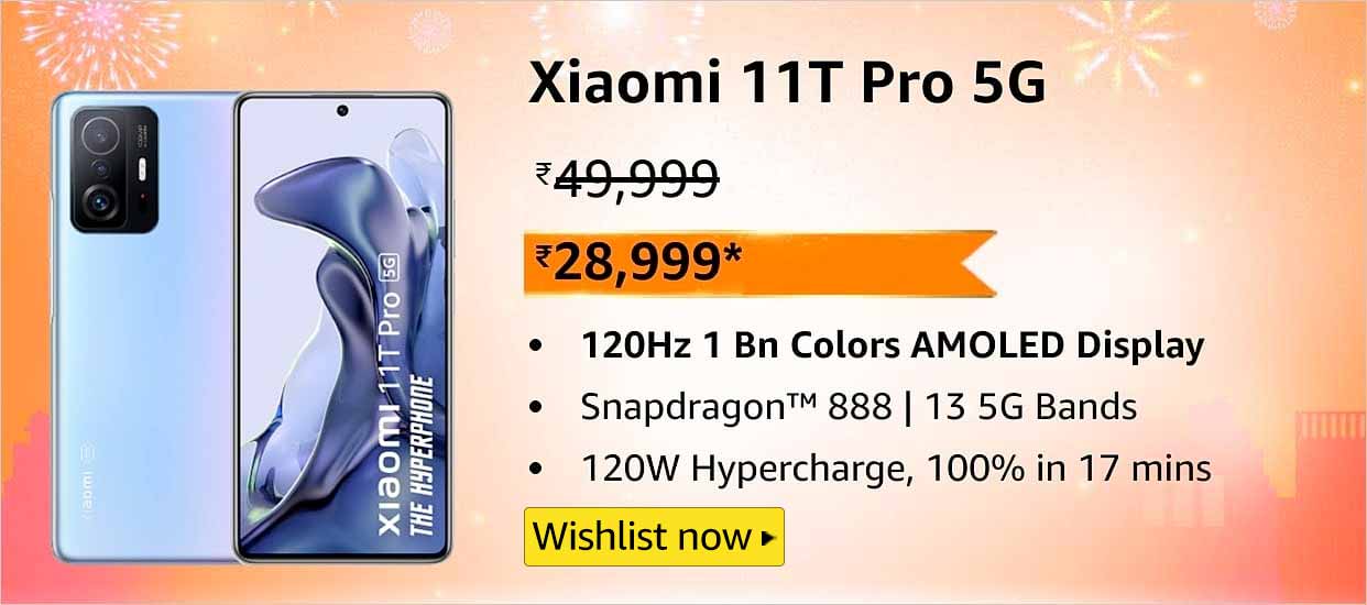 Xiaomi 11T Pro 5G Amazon Great Indian Festival Sale Price banner