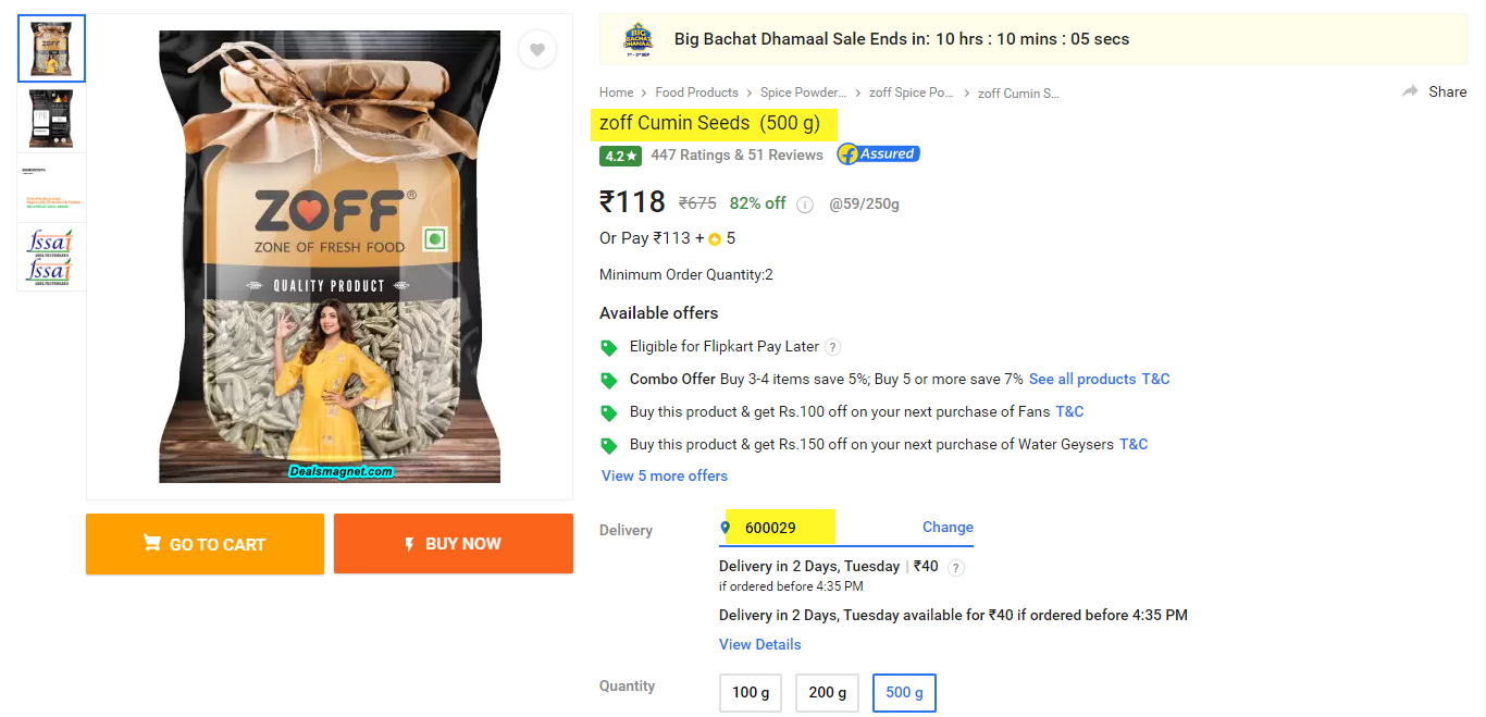 zoff Cumin Seeds (500g)