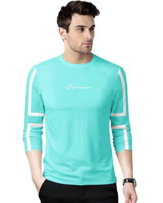 EYEBOGLER Mens Cotton Blend Round Neck Full Sleeve Printed Tshirt