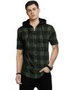 EYEBOGLER Mens Hooded Neck Checkered Half Sleeve Regular Fir T-Shirt...