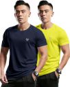 EYEBOGLER Mens Round Neck Half Sleeve Solid Dry Fit Tshirt Pack of 2...