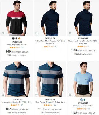 EYEBOGLER Men's T-Shirt Starts ₹149