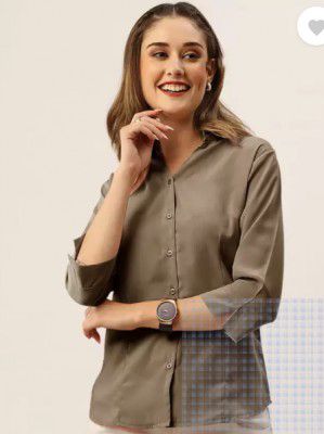 EyeBogler  Women Regular Fit Solid Spread Collar Casual Shirt