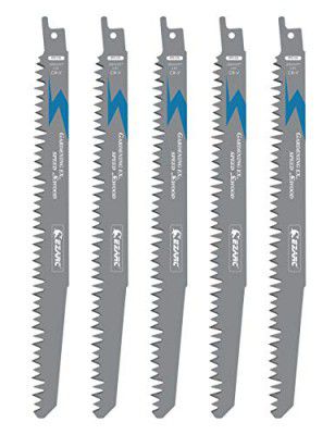EZARC Wood Pruning Reciprocating Saw Blade 9-Inch Sharp Ground Teeth CRV Long Lifetime Sabre Saw Blades R931GS 5TPI (5-Pack)