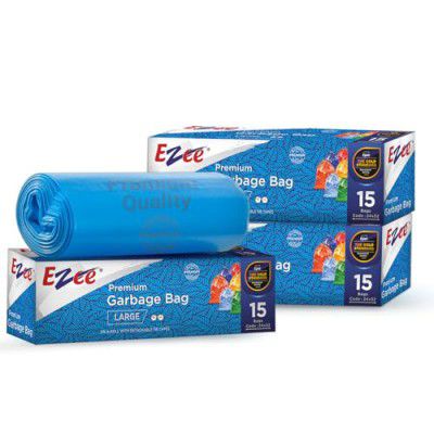Ezee Blue Garbage Bags Large 45 Pcs | 15 Pcs x Pack of 3 Rolls 