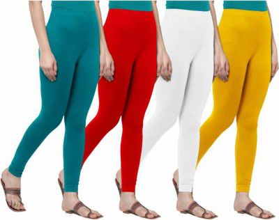 F A T A H Churidar Ethnic Wear Legging (Red, Solid)