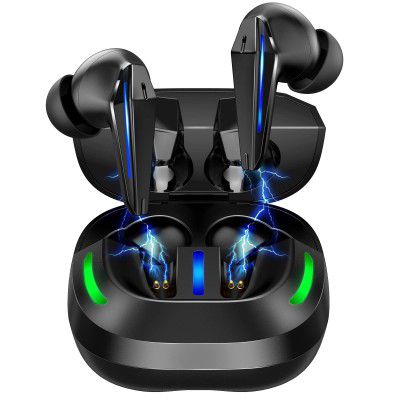 F Funx Gaming Bluetooth Truly Wireless In Ear Earbuds With Mic Tws With Charging Case, 45Ms Ultra Low-Latency,Dedicated Gaming Mode,Enc Noise Cancellation,Ipx5 Waterproof 50H Playtime