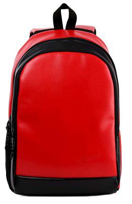 F Gear Castle Art Leather 22 Ltrs Red Blk Casual Backpack