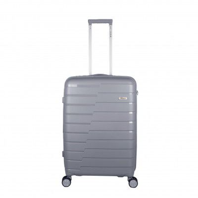 F Gear PPS27 Polypropylene Hardshell/Hardsided/Hardcase Light Weight 8 Wheeler Spinner for Men Women (Check in 24 Inch, Light Grey)