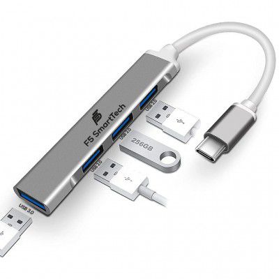 F5 SmartTech 4 in 1 Type C 4 Ports High Speed 3.0 USB Hub for Laptop USB Type C MacBook Pro Air C-Type Smartphones USB Extender USB Hub