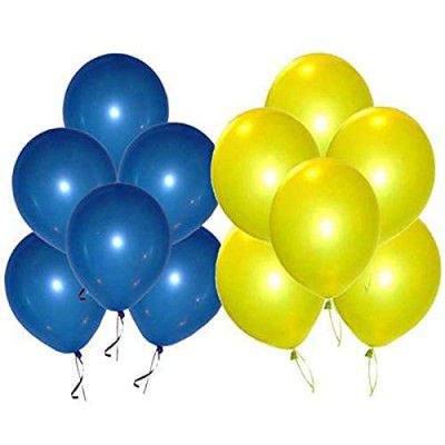 Fab Nation Pack of 50 pcs Blue and Yellow Metallic Balloons for Birthday Decoration / Parties / Anniversary/ Bridal Shower ( Set of 25 + 25 pcs)