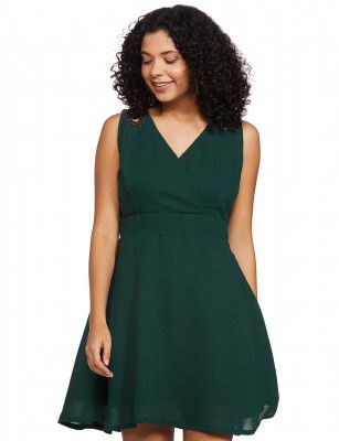 FabAlley Womens Georgette Skater Mini Dress