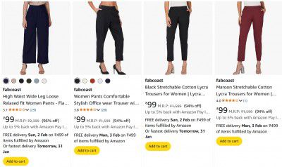 Fabcoast waist pants Upto 81% Off