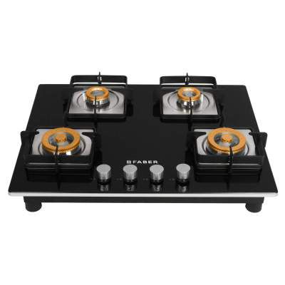 Faber 65 cm Hob, 4 Burner, Auto Ignition (HOB HTG 654 CRS BR CI) Black
