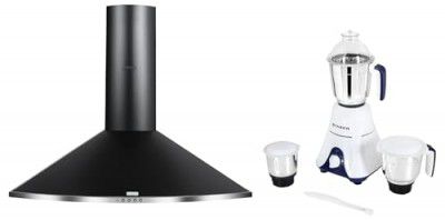 Faber 90 cm,3 way suction chimney,1095 m3/hr chimney with 3 Jar mixer grinder (COMBO HOOD TENDER 90 PB BK+MIXER) Push button, Black